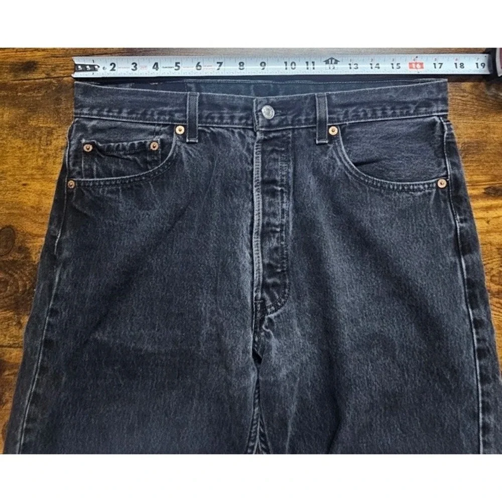Vintage Levis 501 Faded Black Jeans USA Made Button Fly Size 34x34